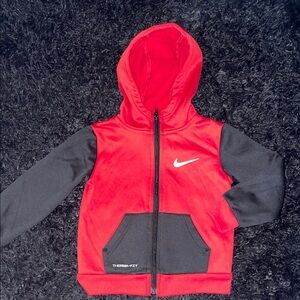 Nike Kids Red and Black Therma-Fit Hoodie